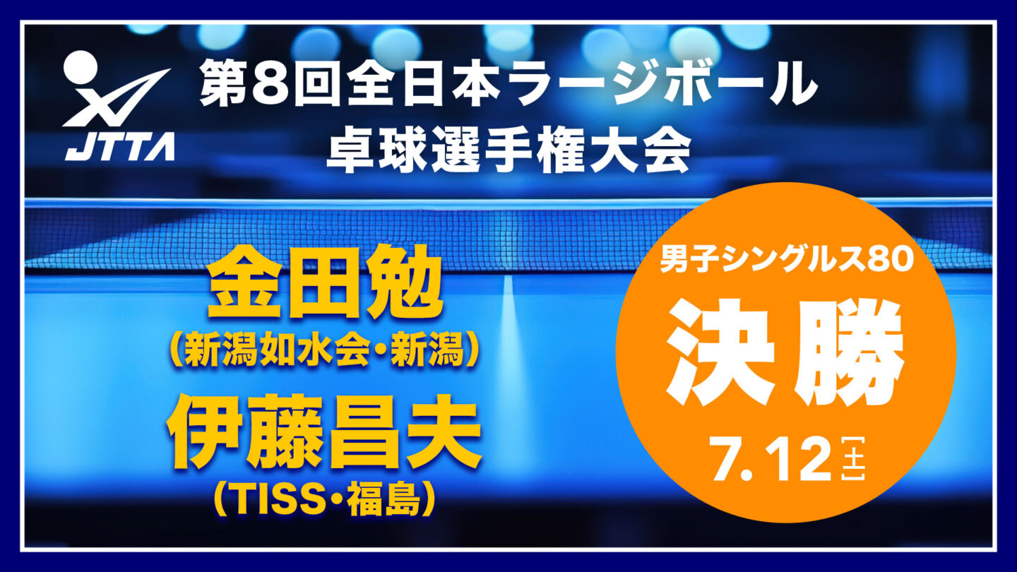 男子シングルス80決勝：金田勉 vs. 伊藤昌夫｜第8回全日本ラージボール